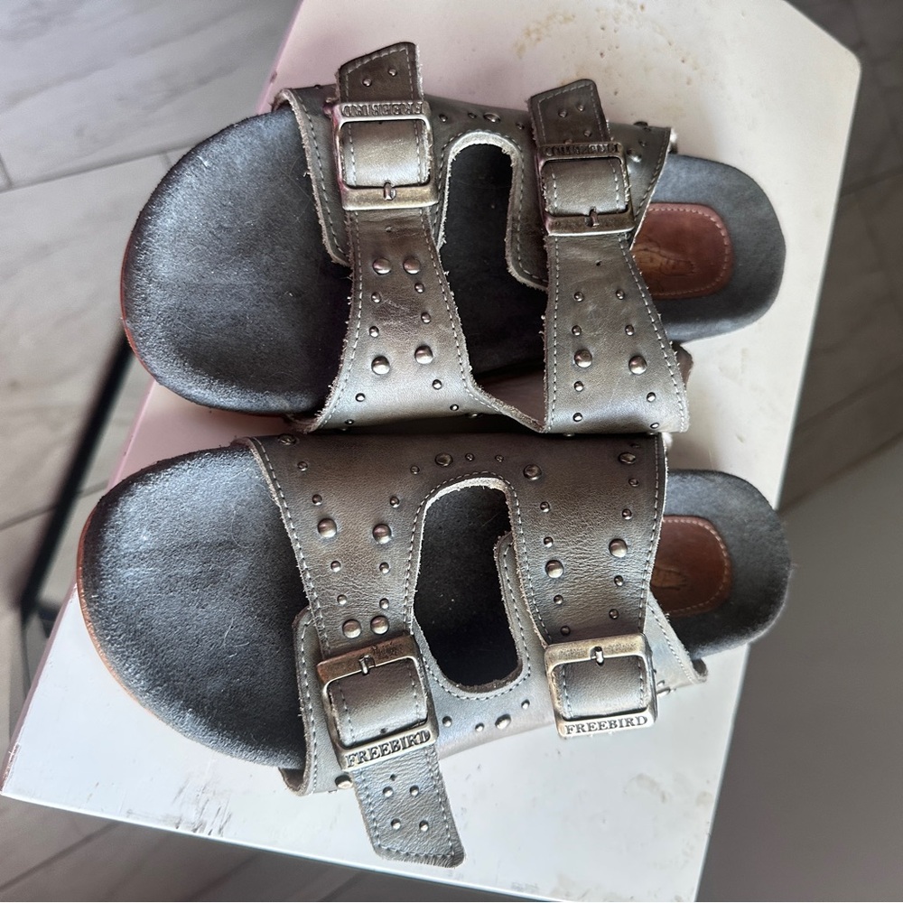 Freebird Silver Sandals with Adjustable Straps